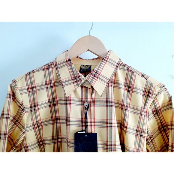 SOHO Babe Camel Yellow Plaid Woven LS Button Shirt JR. Size Large NWT - Picture 6 of 14